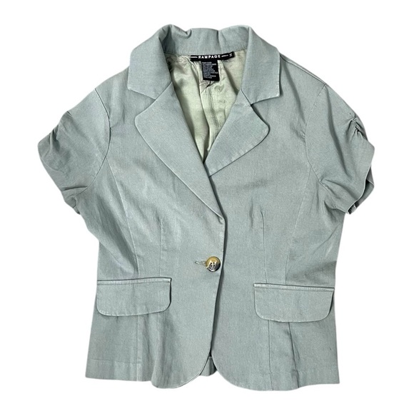 Green Vintage Rampage Single Button Short Sleeve Blazer - Size Medium - Picture 7 of 10